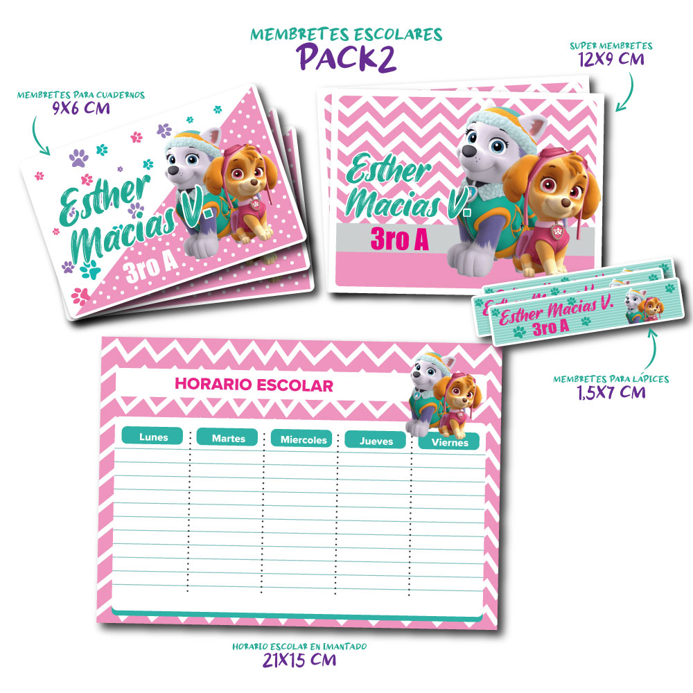 Membretes escolares personalizados Pack2